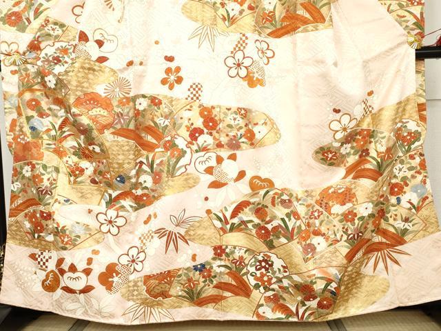 平和屋着物●豪華振袖 作家物 駒刺繍 地紙雪輪花文 金彩 正絹 逸品 AABJ9981cs
