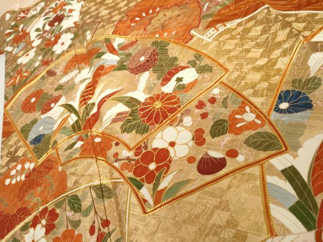 平和屋着物●豪華振袖 作家物 駒刺繍 地紙雪輪花文 金彩 正絹 逸品 AABJ9981cs
