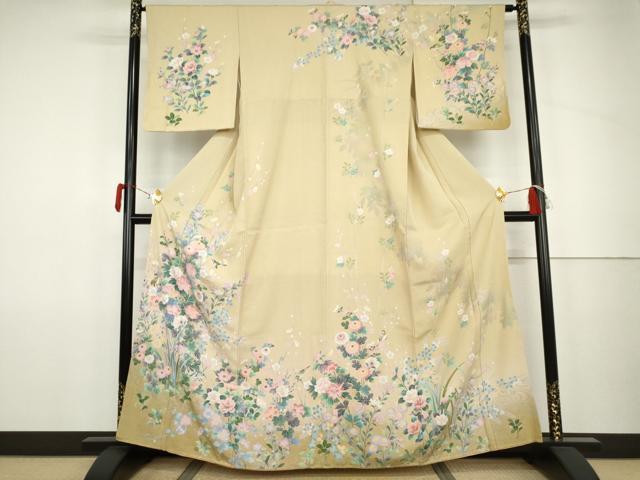 平和屋着物●訪問着 友禅 花鳥文 暈し染め 正絹 逸品 未使用 AABJ9984cs
