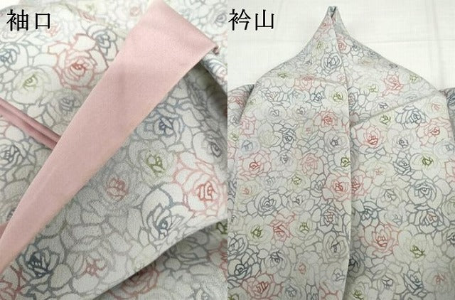 平和屋着物●上質な小紋 型染め 薔薇尽くし 京王百貨店扱い 正絹 逸品 AABJ9996cs