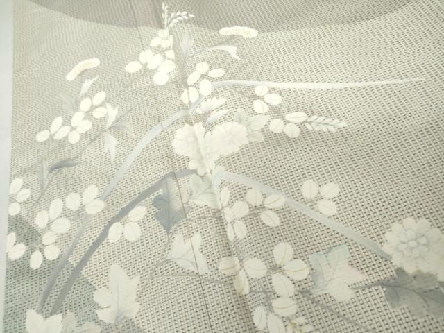 平和屋着物●本場縞大島紬 染大島 訪問着 枝花文 萩 正絹 逸品 AABJ9997cs