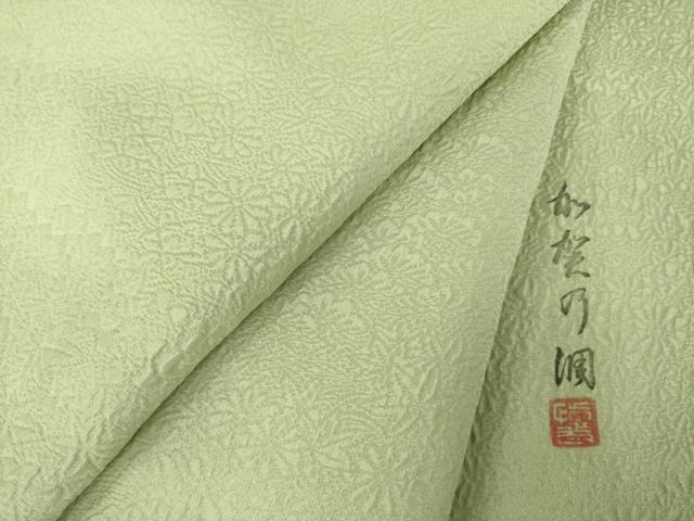 平和屋着物●上質な色無地 作家物 加賀乃調 松地紋 柳茶色 正絹 逸品 AABK0005ck