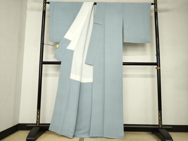 平和屋着物●上質な色無地 灰青色 正絹 逸品 AABK0014ck