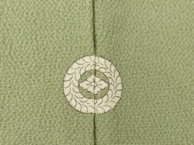 平和屋着物●上質な色無地 総刺繍 楽器花文 鶸茶色 ワンポイント 正絹 逸品 AABK0016ck