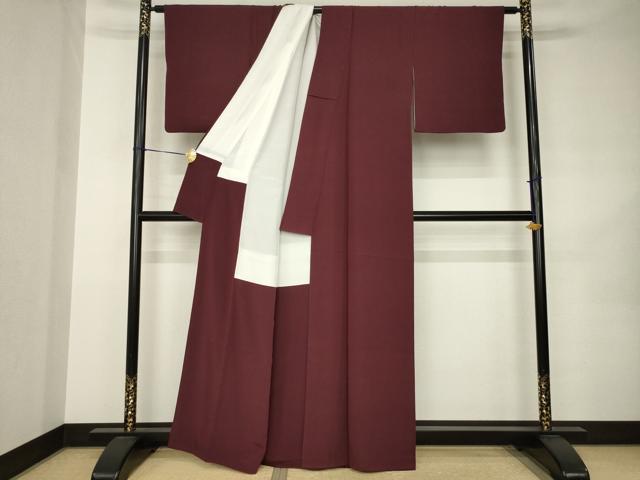 平和屋着物●上質な色無地 葡萄茶色 正絹 逸品 AABK0033ck