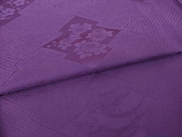 平和屋着物●上質な色無地 松皮菱吉祥地紋 葡萄色 正絹 逸品 AABK0040ck
