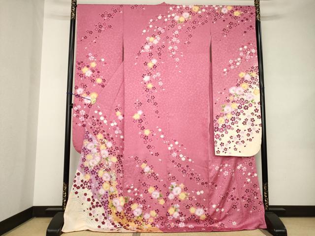 平和屋着物●豪華振袖 花毬文 暈し染め 金彩 ロング丈 正絹 逸品 AABK0042ck