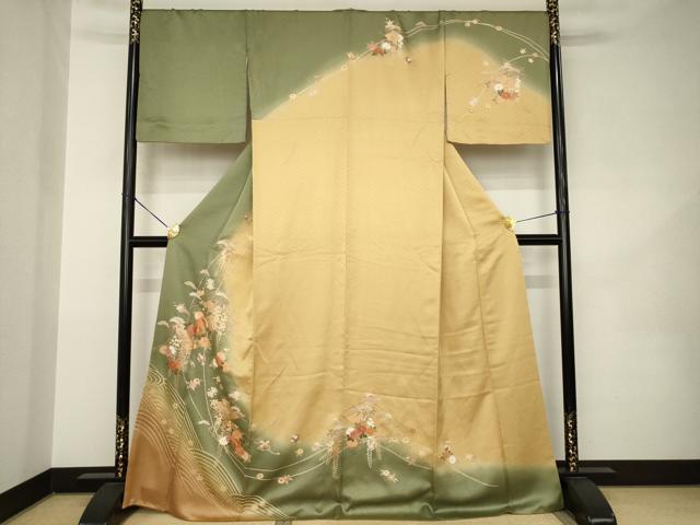 平和屋着物●訪問着 駒刺繍 宝尽くし 暈し染め 正絹 逸品 AABK0048ck