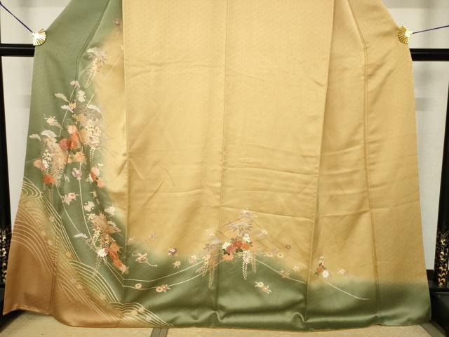 平和屋着物●訪問着 駒刺繍 宝尽くし 暈し染め 正絹 逸品 AABK0048ck