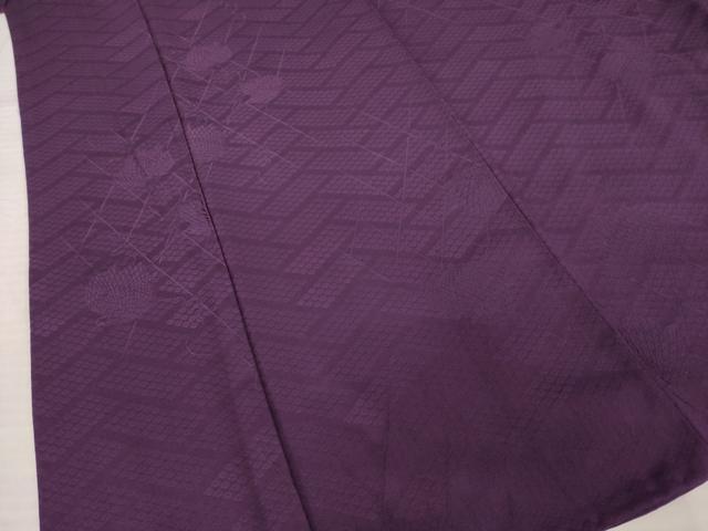 平和屋着物●上質な色無地 蔦草地紋 滅紫色 正絹 逸品 AABK0050ck