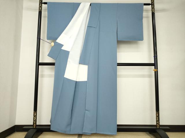 平和屋着物●上質な色無地 御召納戸色 正絹 逸品 未使用 AABK0051ck
