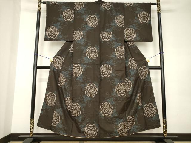 平和屋着物●本場大島紬 花唐草文 割込み絣 正絹 逸品 AABK0061ck