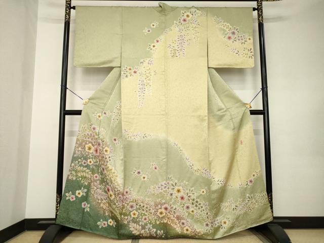 平和屋着物●越後十日町の一流染匠 桐屋・翠山工房 徳永憲峯 訪問着 辻が花 絞り 舞花文 暈し染め 金彩 正絹 逸品 AABK0066ck