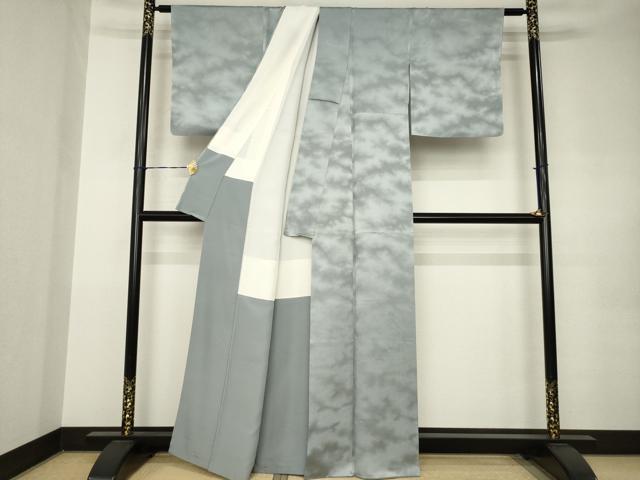 平和屋着物●上質な小紋 霞文 正絹 逸品 AABK0075ck