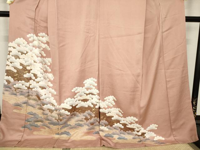 平和屋着物●色留訪問着 飛鶴松尽くし 金彩 仮絵羽 正絹 逸品 未使用 AABK0089ck