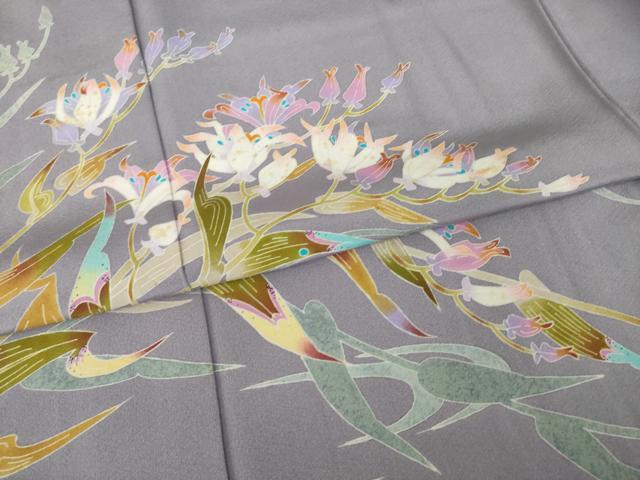平和屋着物●本加賀友禅作家 志田弘子 訪問着 草花文 正絹 逸品 AABK0090ck