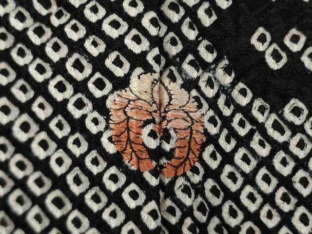 平和屋着物●訪問着 総絞り 刺繍 流水花文 黒地 金糸 金彩 正絹 逸品 未使用 AABK0091ck