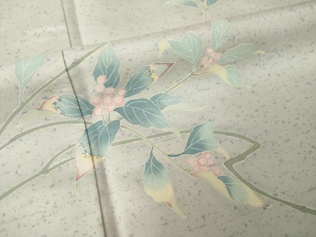 平和屋着物●訪問着 友禅 作家物 紬地 南天文 銀座おゝぎ屋扱い 正絹 逸品 AABK0093ck
