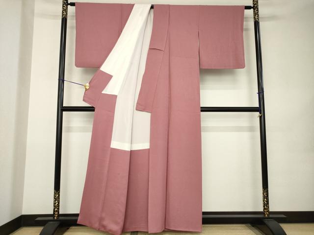 平和屋着物●上質な色無地 長春色 正絹 逸品 AABK0099ck