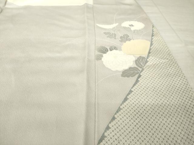 平和屋着物●訪問着 作家物 刺繍 菊 銀彩 正絹 逸品 AABK0103ck