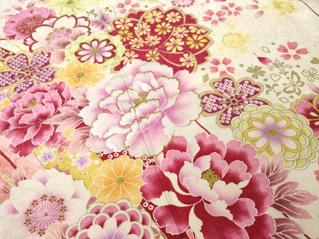 平和屋着物●豪華振袖 刺繍 花蝶文 暈し染め 正絹 逸品 AABK0108ck