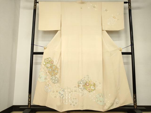 平和屋着物●訪問着 亀甲花文 正絹 逸品 AABK0112ck