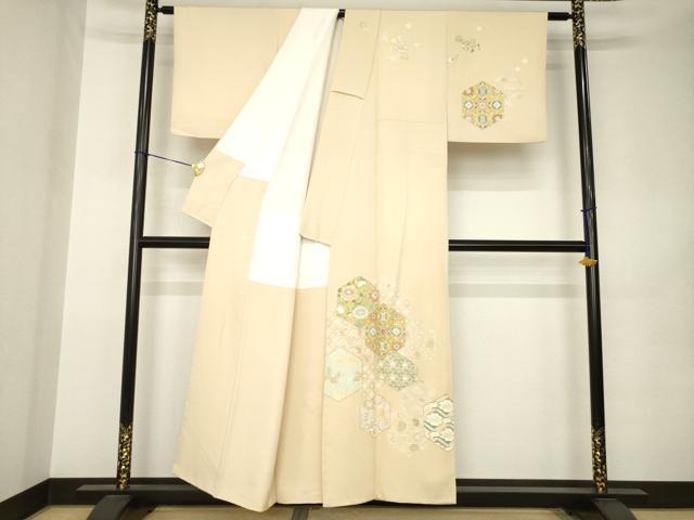 平和屋着物●訪問着 亀甲花文 正絹 逸品 AABK0112ck