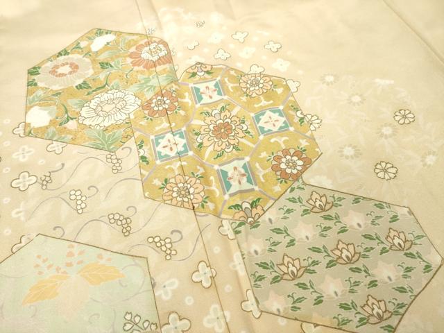 平和屋着物●訪問着 亀甲花文 正絹 逸品 AABK0112ck