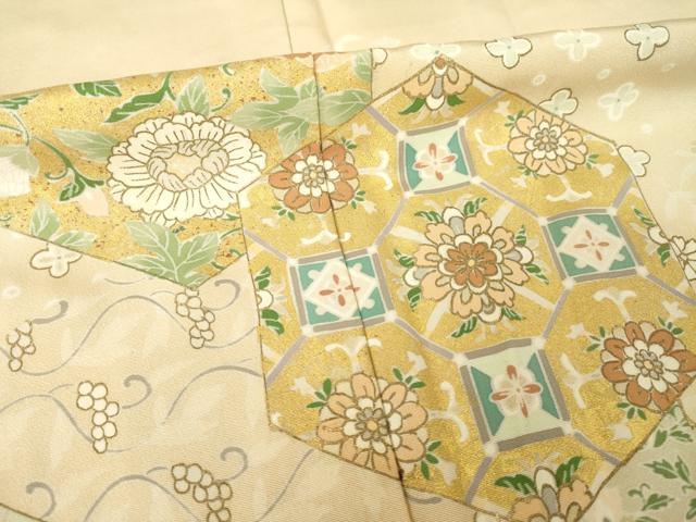 平和屋着物●訪問着 亀甲花文 正絹 逸品 AABK0112ck