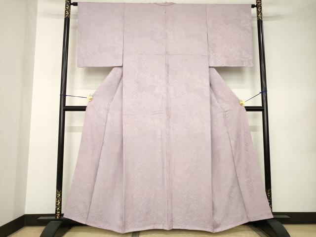平和屋着物●上質な色無地 吉祥地紋 梅鼠色 正絹 逸品 AABK0114ck