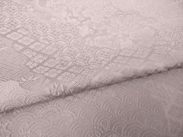 平和屋着物●上質な色無地 吉祥地紋 梅鼠色 正絹 逸品 AABK0114ck