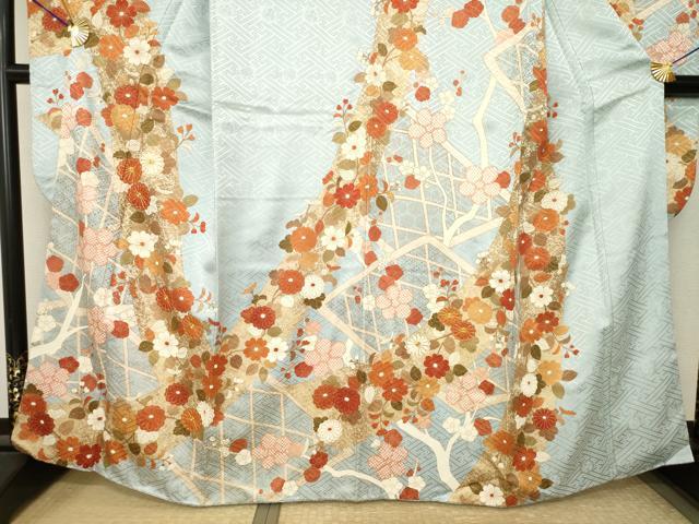 平和屋着物●豪華振袖 駒刺繍 花籬文 金彩 大丸扱い 正絹 逸品 AABK0117ck