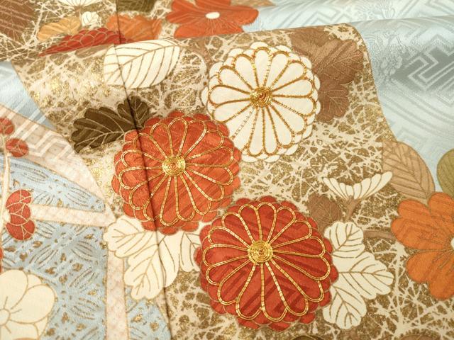 平和屋着物●豪華振袖 駒刺繍 花籬文 金彩 大丸扱い 正絹 逸品 AABK0117ck