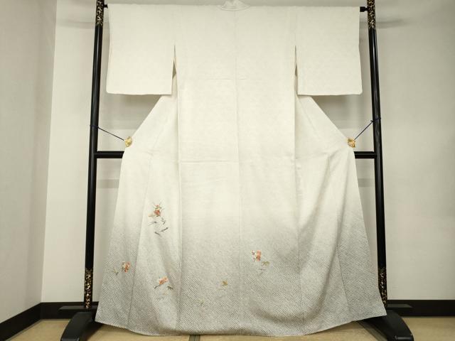 平和屋着物●色留訪問着 総絞り 刺繍 草花文 暈し染め 正絹 逸品 AABK0121ck