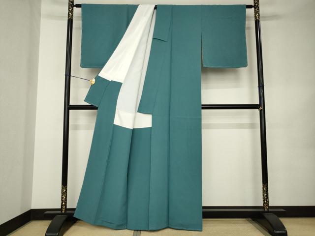 平和屋着物●本草木染作家 瑞鳳 色無地 高麗納戸色 正絹 逸品 AABK0124ck