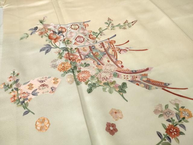 平和屋着物●訪問着 総刺繍 几帳花文 暈し染め 正絹 逸品 AABK0130ck