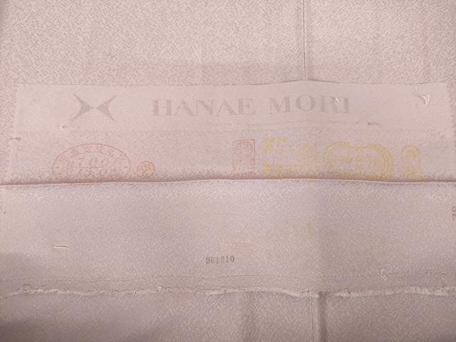 平和屋着物●森英恵・HANAE MORI 色無地 舞蝶地紋 撫子色 丹後ちりめん 反端付き 正絹 逸品 AABK0132ck