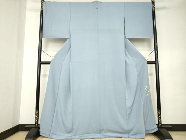 平和屋着物●上質な色無地 ワンポイント 秘色色 正絹 逸品 AABK0134ck
