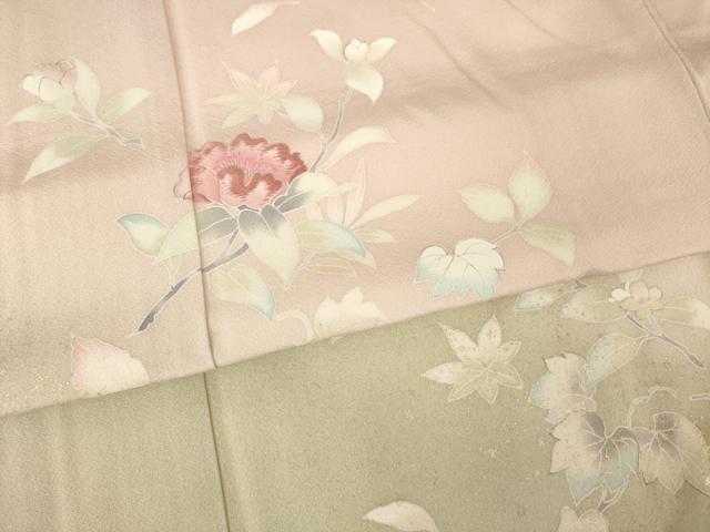 平和屋着物●訪問着 友禅 刺繍 舞花文 暈し染め 金彩 正絹 逸品 AABK0139ck