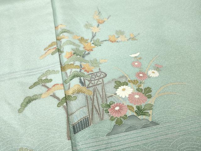 平和屋着物●訪問着 友禅 作家物 風景文 暈し染め 正絹 逸品 AABK0146ck