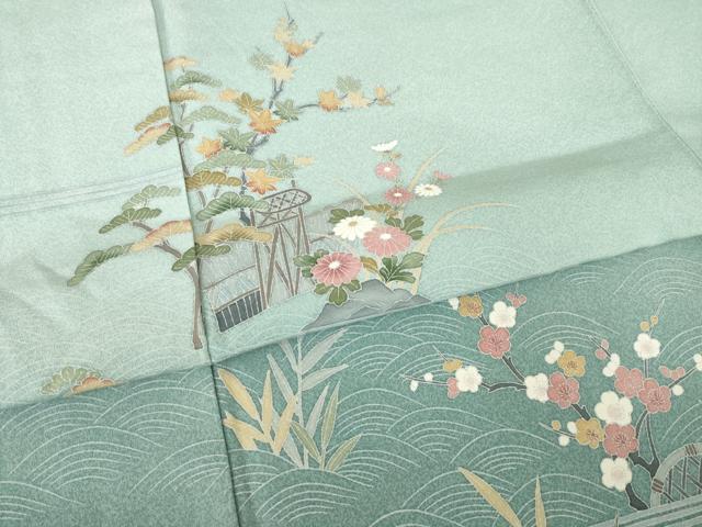 平和屋着物●訪問着 友禅 作家物 風景文 暈し染め 正絹 逸品 AABK0146ck