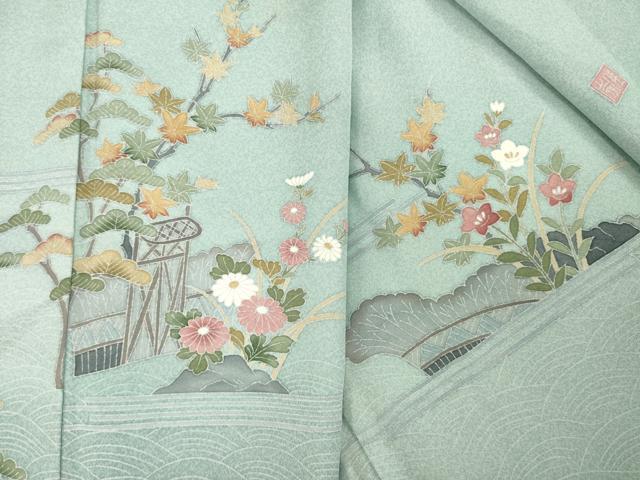 平和屋着物●訪問着 友禅 作家物 風景文 暈し染め 正絹 逸品 AABK0146ck