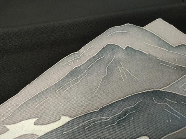 平和屋着物●本加賀友禅作家 金津五雄 黒留袖 風景文 正絹 逸品 AABK0154ck