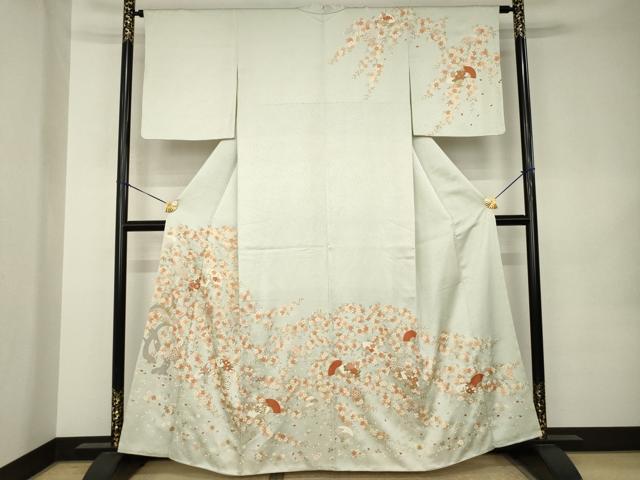 平和屋着物●訪問着 扇面花文 金彩 正絹 逸品 AABK0158ck