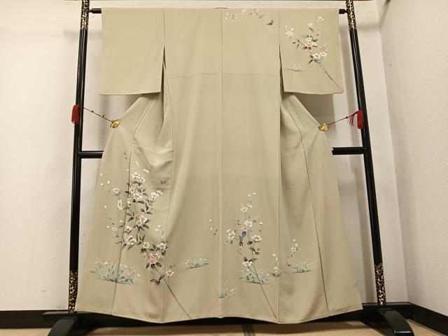 平和屋着物●本加賀友禅作家 和泉衛知 訪問着 枝花文 やまと誂製 正絹 逸品 AABK0164ph