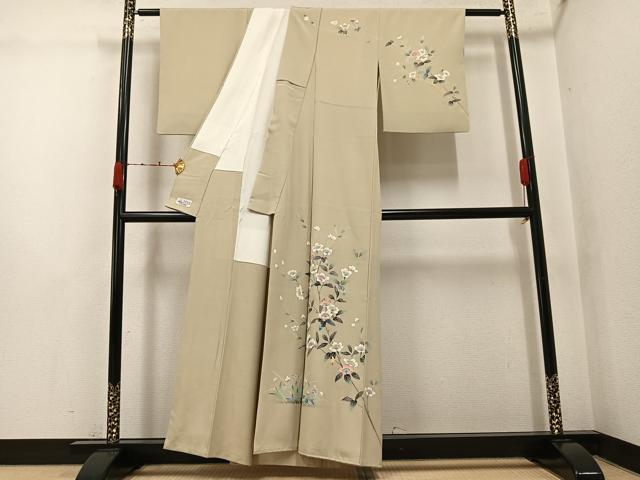 平和屋着物●本加賀友禅作家 和泉衛知 訪問着 枝花文 やまと誂製 正絹 逸品 AABK0164ph