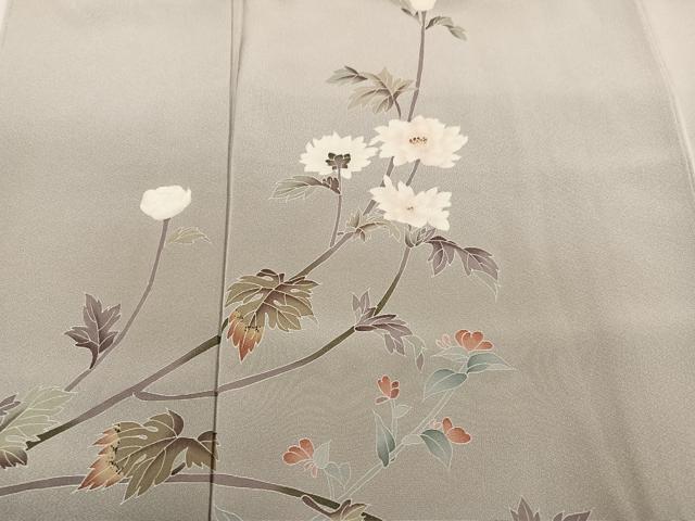 平和屋着物●京加賀友禅 百貫達雄 訪問着 枝花文 暈し染め 銀座おゝぎ屋扱い 正絹 逸品 未使用 AABK0165ph