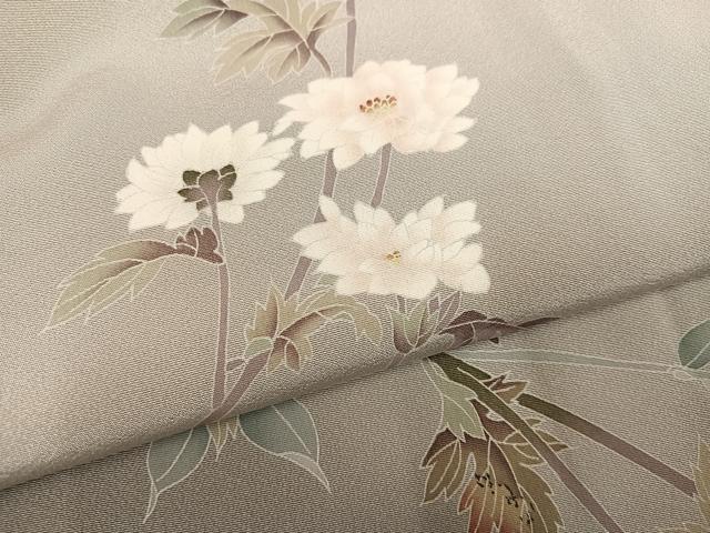 平和屋着物●京加賀友禅 百貫達雄 訪問着 枝花文 暈し染め 銀座おゝぎ屋扱い 正絹 逸品 未使用 AABK0165ph