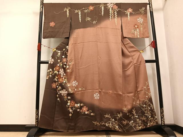 平和屋着物●訪問着 駒刺繍 草花文 暈し染め 金彩 ますいわ屋扱い 正絹 逸品 AABK0176ph