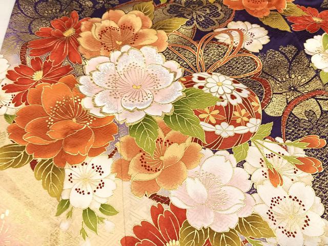 平和屋着物●豪華振袖 花毬文 金彩 正絹 逸品 AABK0182ph